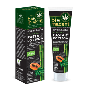 Konopna, wybielająca pasta do zębów z węglem drzewnym i papają – BioMadent 100 ml