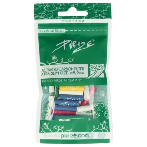 Filtry węglowe Purize XTRA Slim – miks kolorów śr. 6 mm – 33 szt.