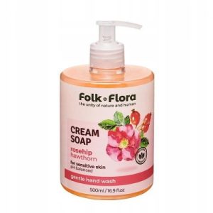 Kremowe Mydło w Płynie „Dzika Róża i Głóg” Folk & Flora 500 ml