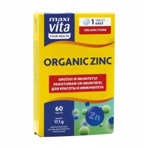 Cynk Organiczny Skóra Testosteron Odporność Paznokcie 60 Maxi Vita tabl.
