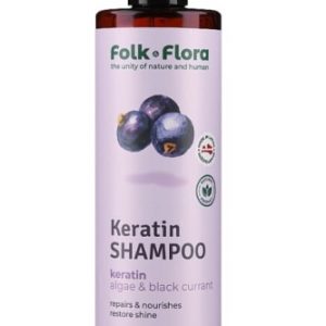 Szampon keratynowy „Czarna Porzeczka” do włosów zniszczonych Folk&Flora 400ml