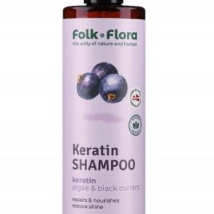 Szampon keratynowy „Czarna Porzeczka” do włosów zniszczonych Folk&Flora 400ml